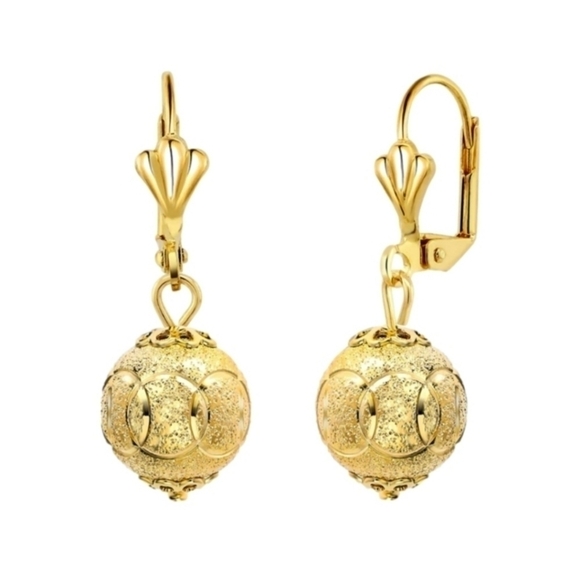 Jewelry - 14K Yellow Gold Spheres Earrings Dangle Womens Gift Anniversary Wedding Date